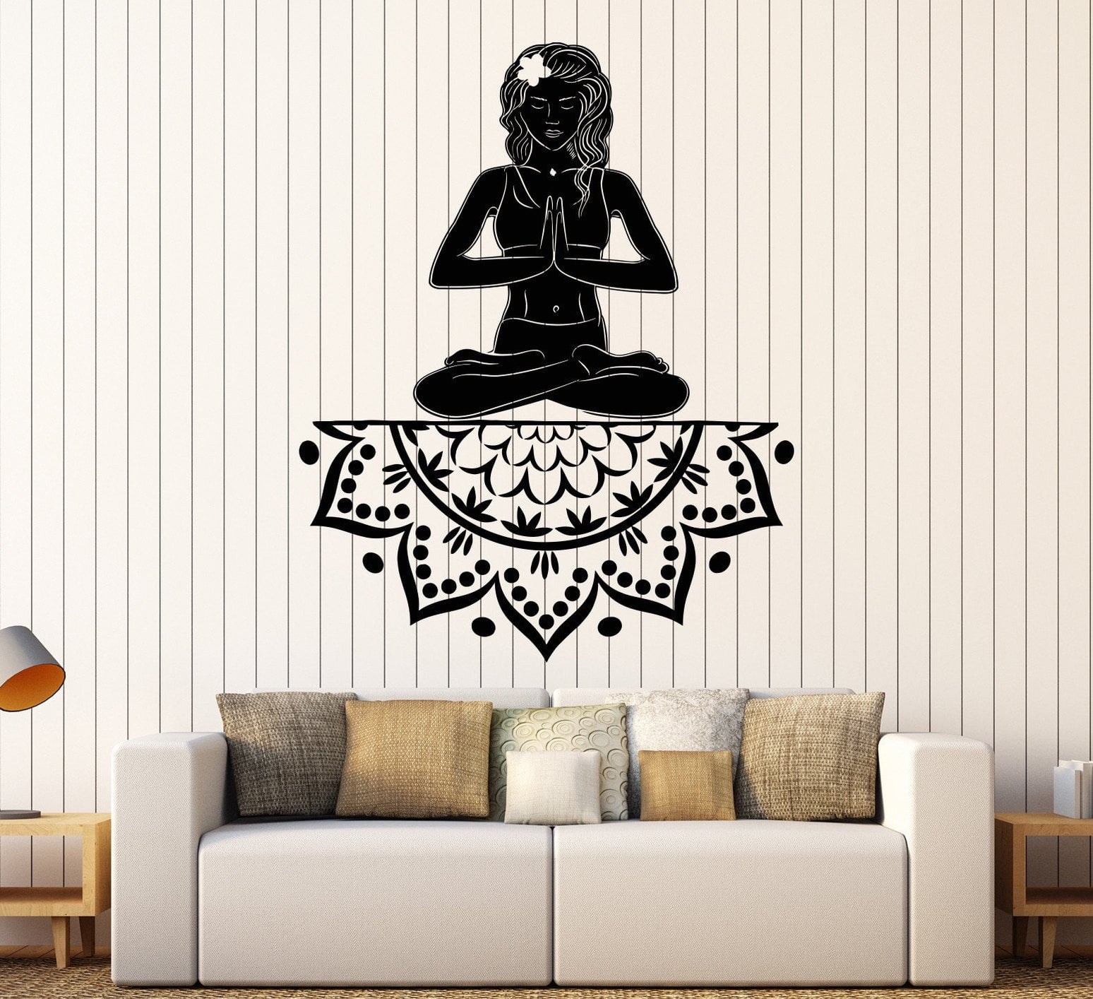 Vinyl Wall Decal Yoga Girl Meditation Lotus Pose Beauty Health Sticker ...