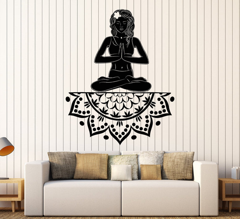 Vinyl Wall Decal Yoga Girl Meditation Lotus Pose Beauty Health Stickers Unique Gift (1189ig)