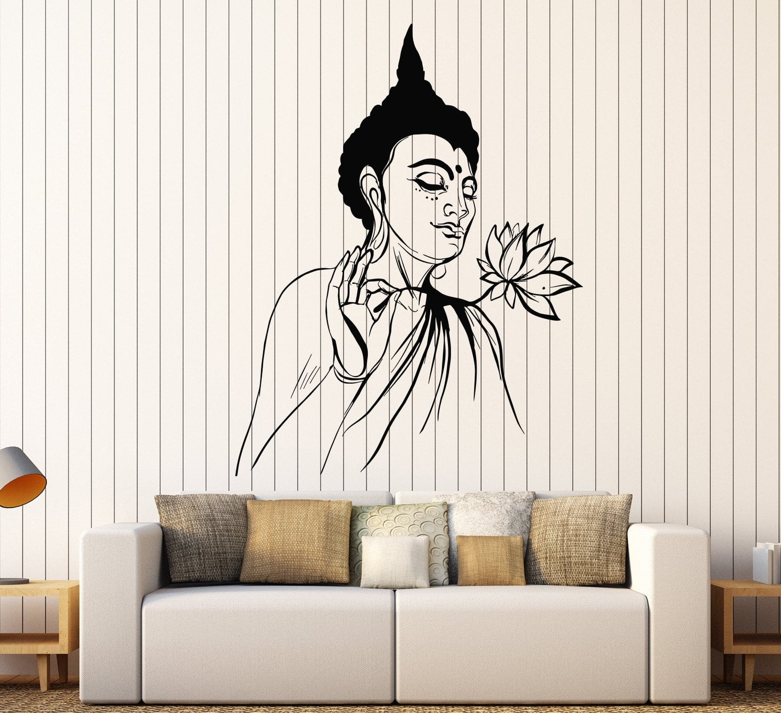 Vinyl Wall Decal Buddha Lotus Flower Buddhism Yoga Meditation Stickers ...