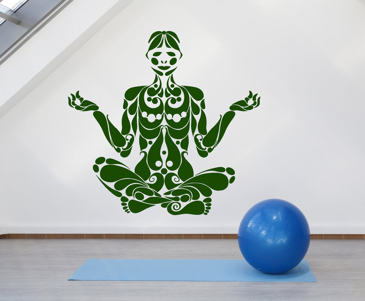 Vinyl Wall Decal Yoga Pose Lotus Meditation Centre Stickers Unique Gif ...