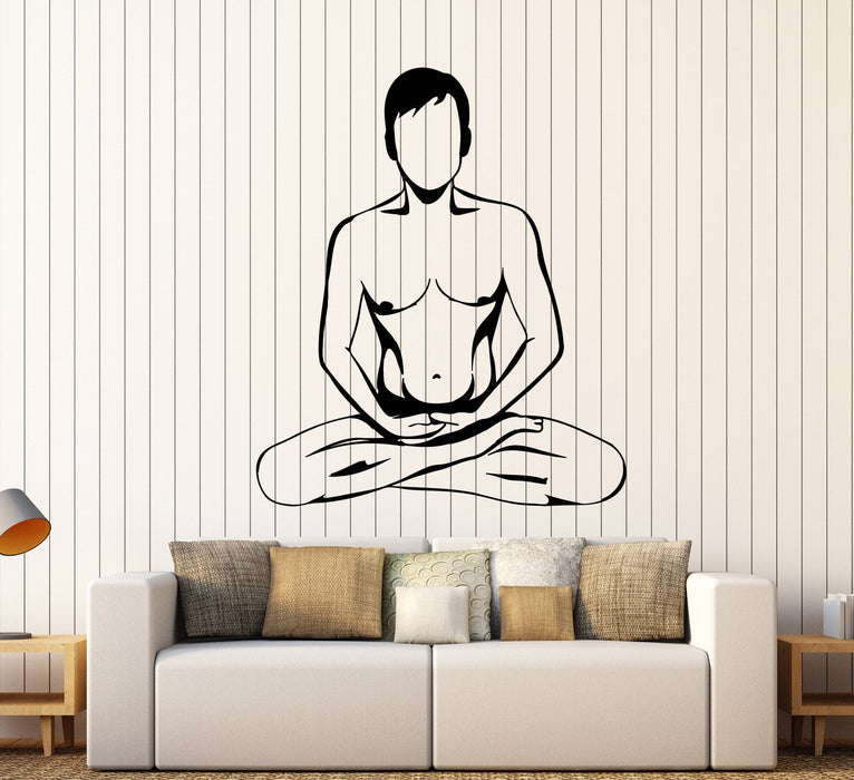 Vinyl Wall Decal Naked Man Yoga Meditation Lotus Pose Stickers Unique Gift (1774ig)