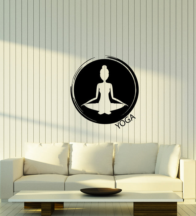 Vinyl Wall Decal Yoga Girl Lotus Pose Meditation Room Logo Stickers (3826ig)