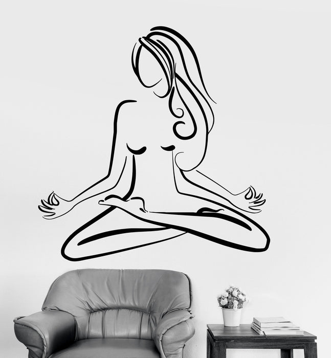 Vinyl Wall Decal Girl Lotus Pose Yoga Center Meditation Stickers Unique Gift (1175ig)