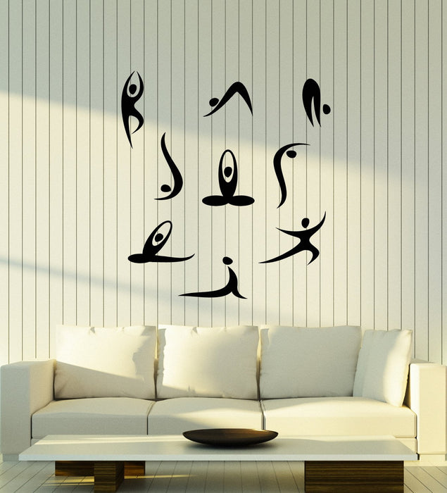 Autocollant mural en vinyle pour studio de méditation de yoga, autocollants pour personnes de dessin animé (2471ig)
