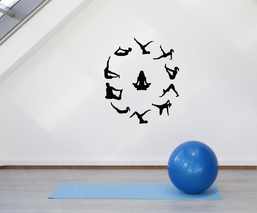 Vinyl Wall Decal Yoga Time Studio Girls Meditation Pose Stickers (3866ig)