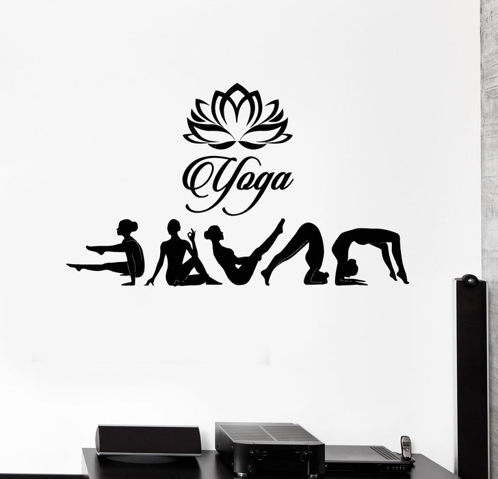 Vinyl Wall Decal Yoga Studio Poses Lotus Hinduism Stickers Mural Unique Gift (ig4638)