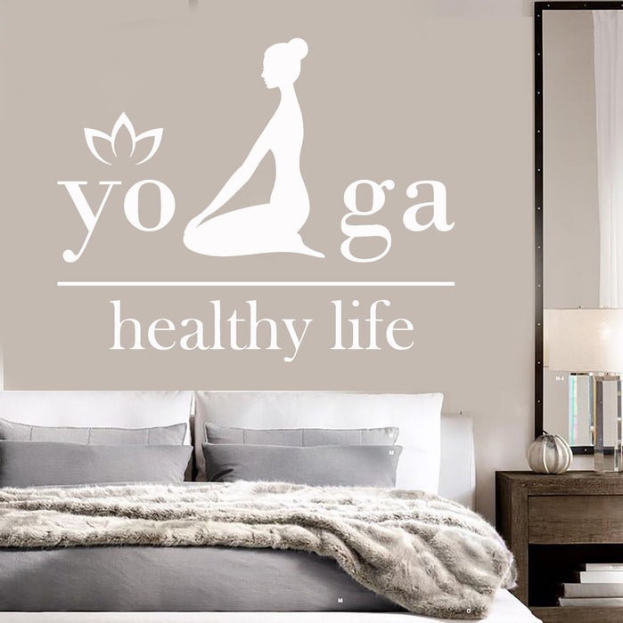 Vinyl Wall Decal Yoga Healthy Life Woman Girl Lotus Decor Stickers Unique Gift (ig3569)
