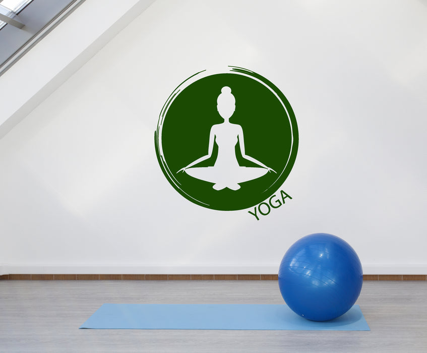 Vinyl Wall Decal Yoga Girl Lotus Pose Meditation Room Logo Stickers (3826ig)