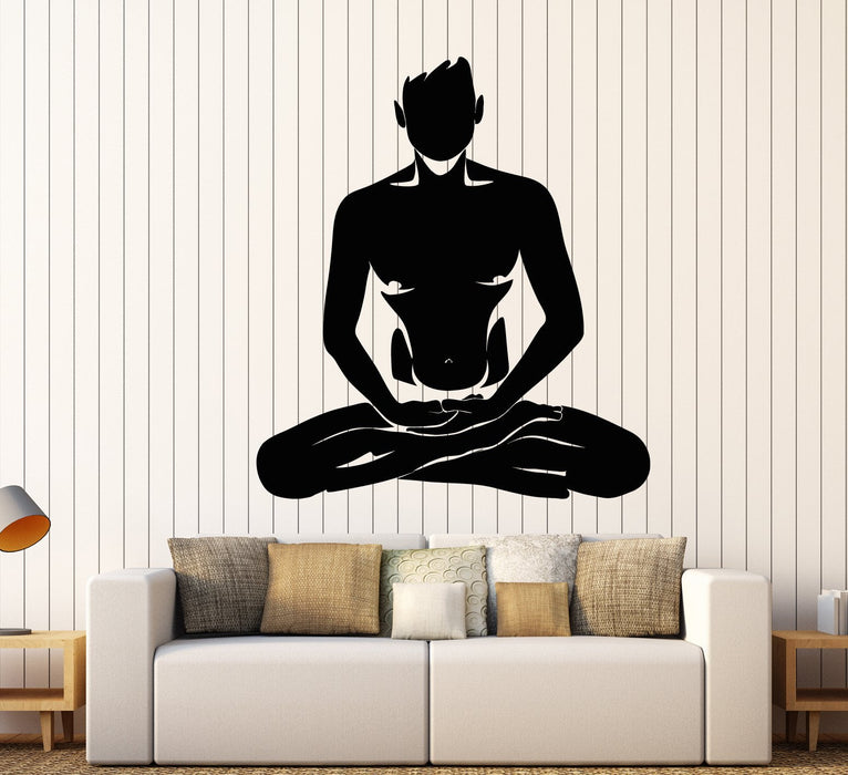 Vinyl Wall Decal Silhouette Man Yoga Meditation Pose Stickers Unique Gift (1775ig)