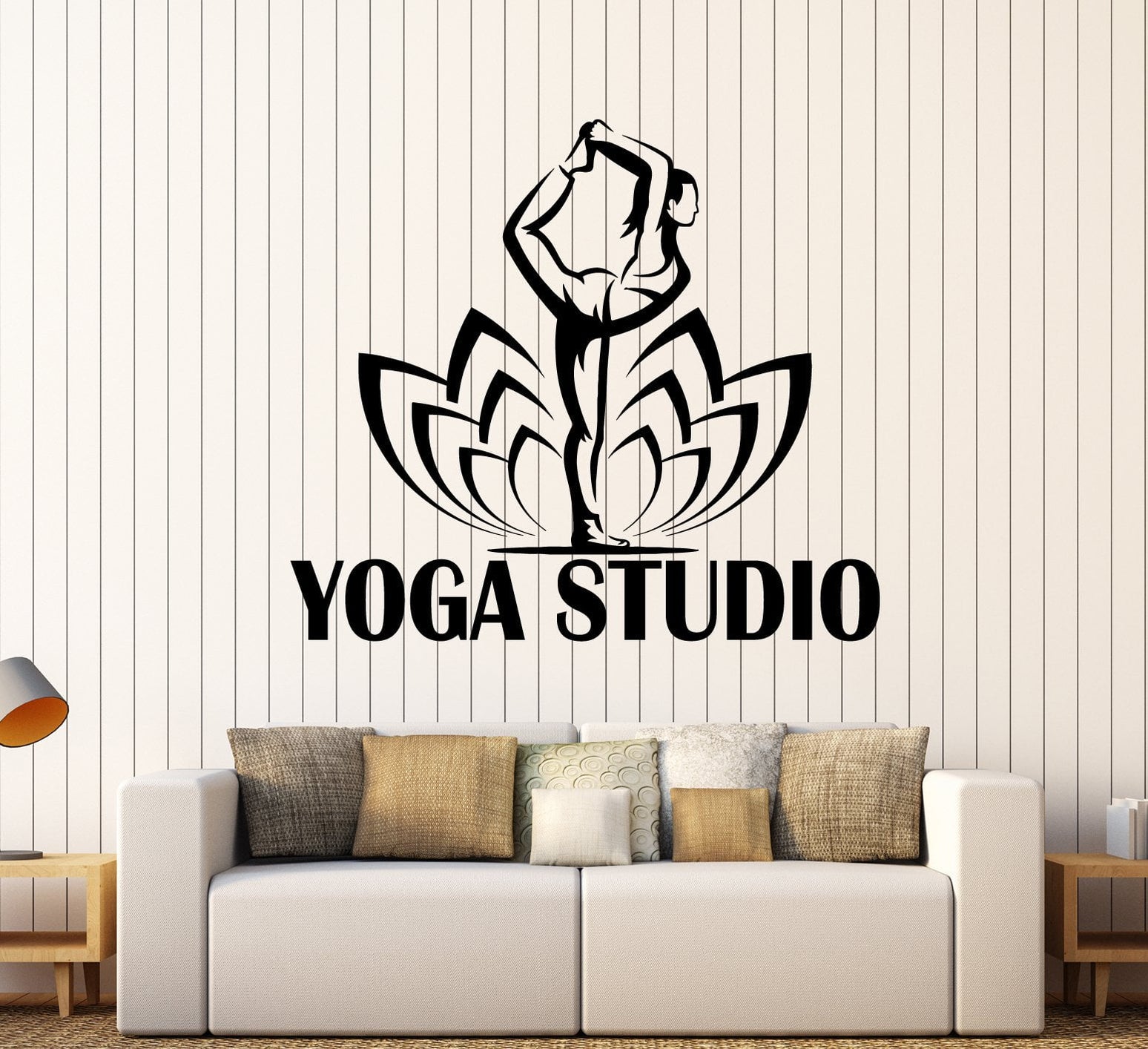 Vinyl Wall Decal Yoga Studio Logo Pose Lotus Flower Stickers (2323ig ...