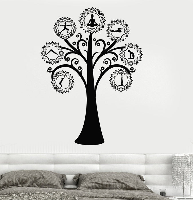 Vinyl Wall Decal Yoga Tree Pose Meditation Stickers Mural Unique Gift (ig3937)