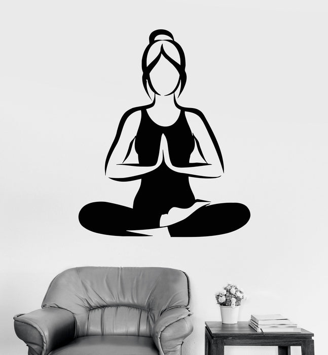 Vinyl Wall Decal Yoga Room Meditation Woman Buddhism Stickers Unique Gift (ig3334)