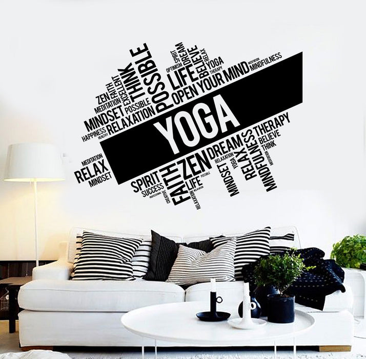 Vinyl Wall Decal Yoga Words Set Zen Healthy Lifestyle Stickers Unique Gift (ig4376)