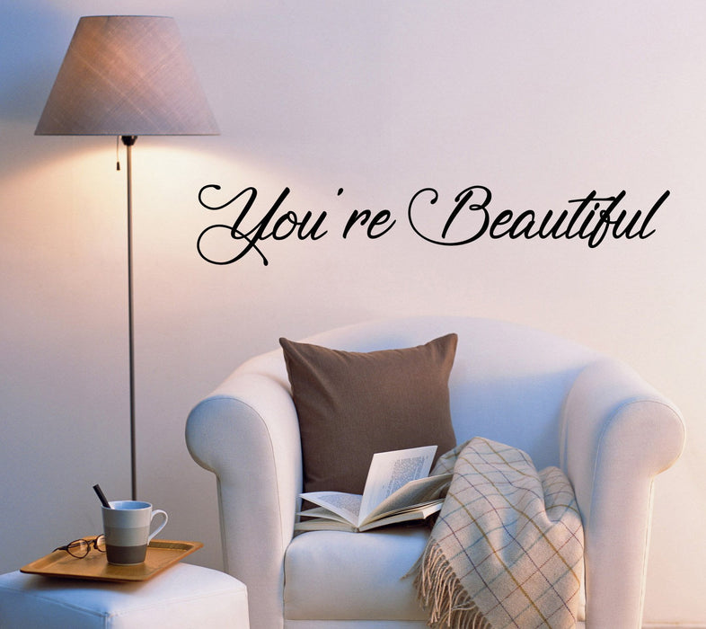 Vinyl Wall Decal Stickers Motivation Quote Words You're Beautiful Inspiring Letters 2030ig (22.5 in x 4 in)