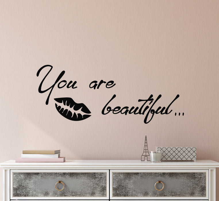 Vinyl Wall Decal Stickers Motivation Quote Words You Are Beautiful Inspiring Letters 2354ig (22.5 in x 9 in)