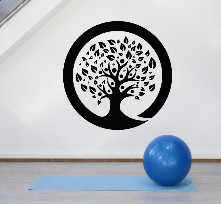 Vinyl Wall Decal Zen Circle Enso Tree Meditation Room Yoga Stickers Unique Gift (ig4739)