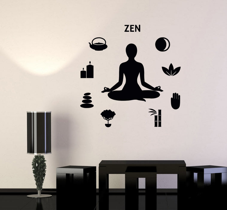 Vinyl Wall Decal Zen Yoga Meditation Pose Buddhism Stickers Unique Gift (567ig)