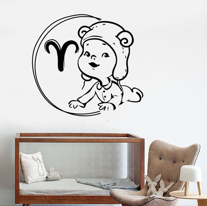 Vinyl Wall Decal Zodiac Baby Aries Horoscope Children's Room Decor Stickers Unique Gift (1093ig)