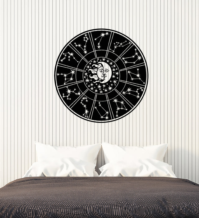 Vinyl Wall Decal Zodiac Horoscope Astrology Stars Sun And Moon Face Stickers (3845ig)