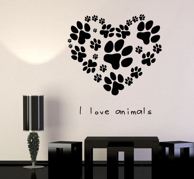 Vinyl Wall Decal Pets Veterinary Clinic Animal Love Dog Paw Print Cat Stickers Unique Gift (666ig)