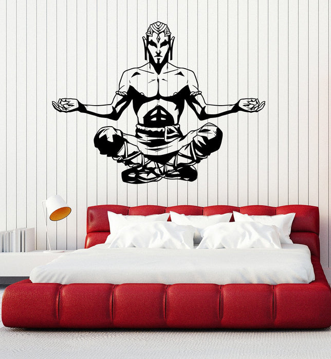 Vinyl Wall Decal Yogi Meditating Man Meditation Room Yoga Hindusim Stickers Mural Unique Gift (ig4937)