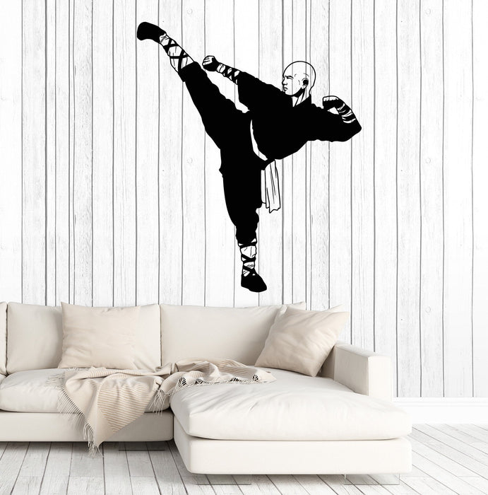 Vinyl Wall Decal Shaolin Monk Warrior Asian Fighter Buddhist Stickers Mural Unique Gift (ig4967)
