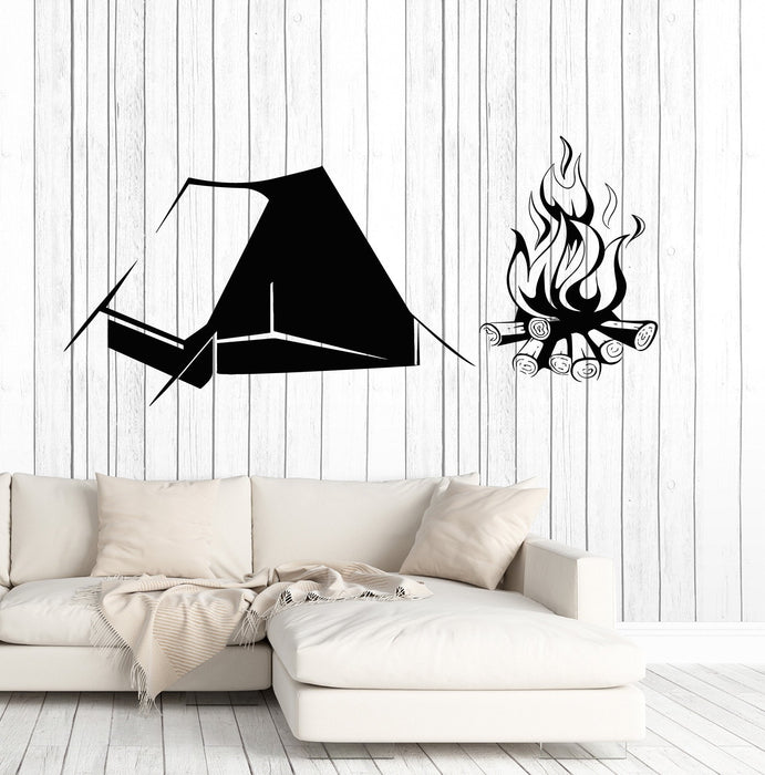 Vinyl Wall Decal Camping Tent Bonfire Camp Tourist Stickers Mural Unique Gift (ig4788)