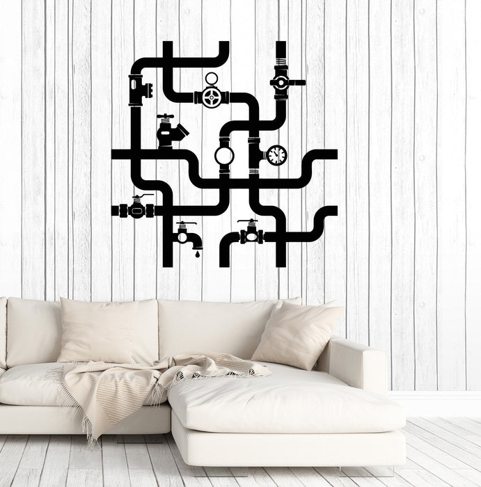Виниловые наклейки на стены, система труб, идея украшения ванной комнаты, настенные наклейки, уникальный подарок (ig4929)