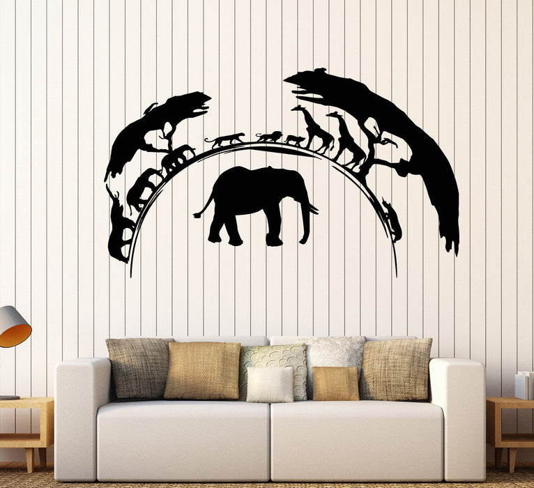 Vinyl Wall Decal African Nature Wild Animals Elephant Stickers Unique Gift (ig3835)