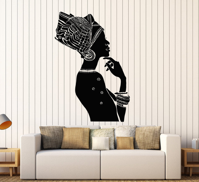 Vinyl Wall Decal African Beauty Woman Ethnic Style Afro Stickers Mural Unique Gift (ig3851)