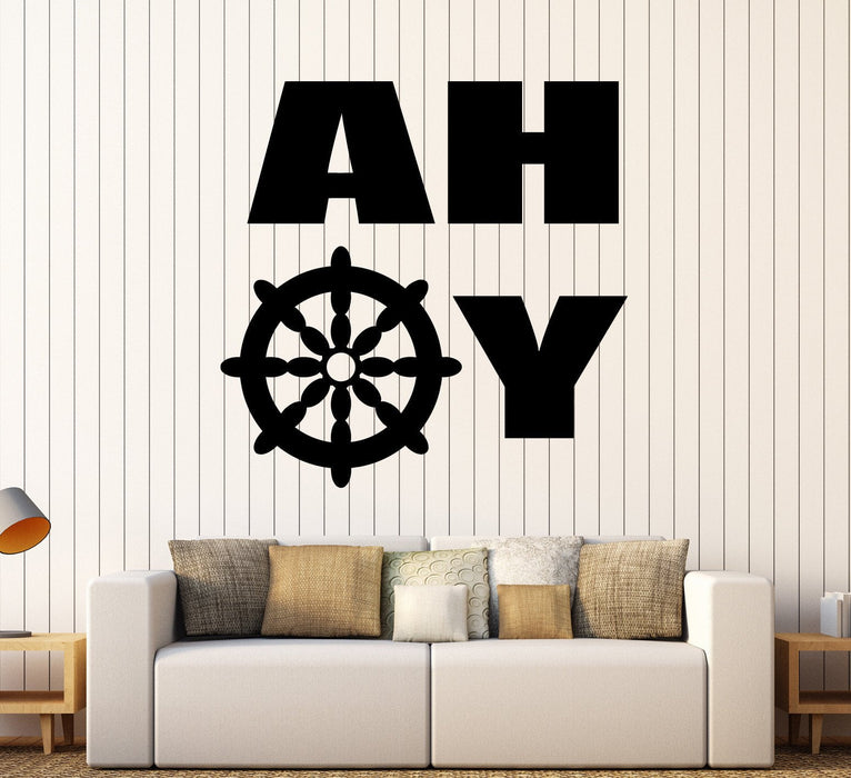 Vinyl Wall Decal AHOY Nautical Marine Sea Kids Room Stickers Unique Gift (ig4356)