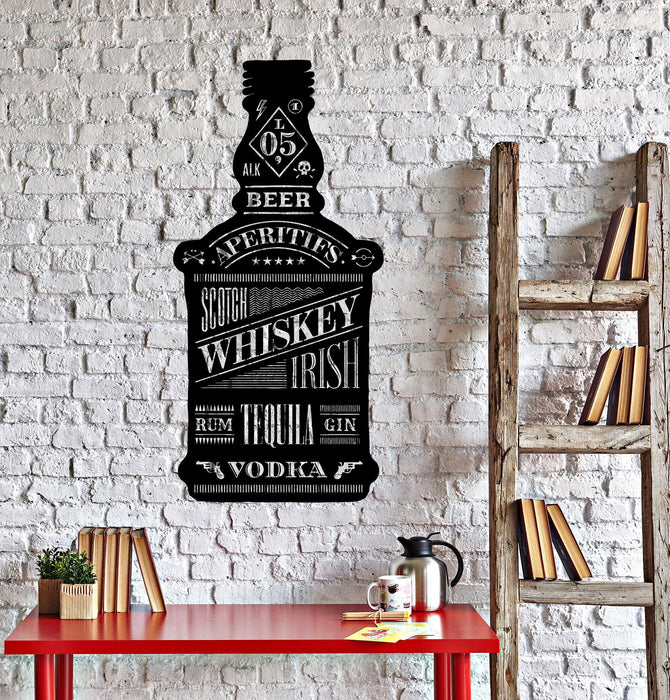 Vinyl Wall Decal Alcohol Bottle Bar Night Club Whisky Beer Stickers Unique Gift (ig4242)