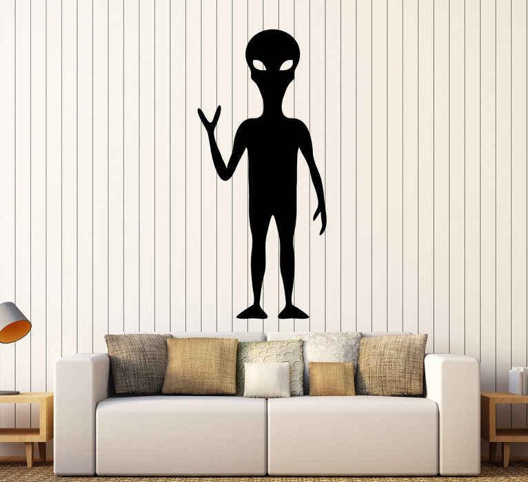 Vinyl Wall Decal Alien Peace UFO Teen Room Art Stickers Unique Gift (ig3834)