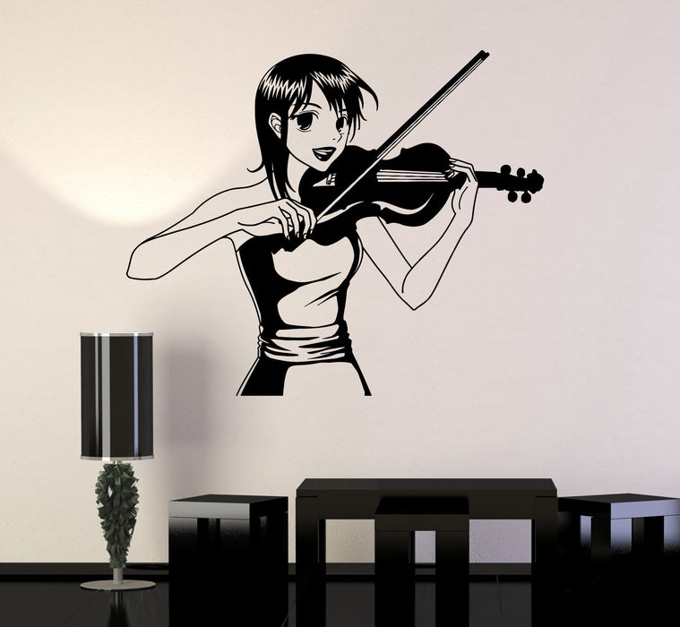 Vinyl Wall Decal Anime Girl Manga Music Violinist Teen Room Stickers Unique Gift (ig4503)