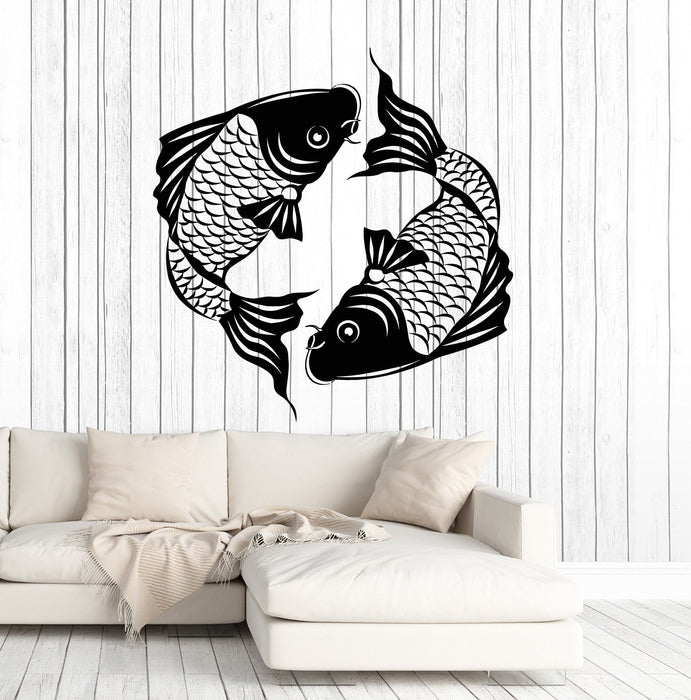 Vinyl Wall Decal Asian Koi Carp Fish Japanese Style Stickers Mural Unique Gift (ig4726)