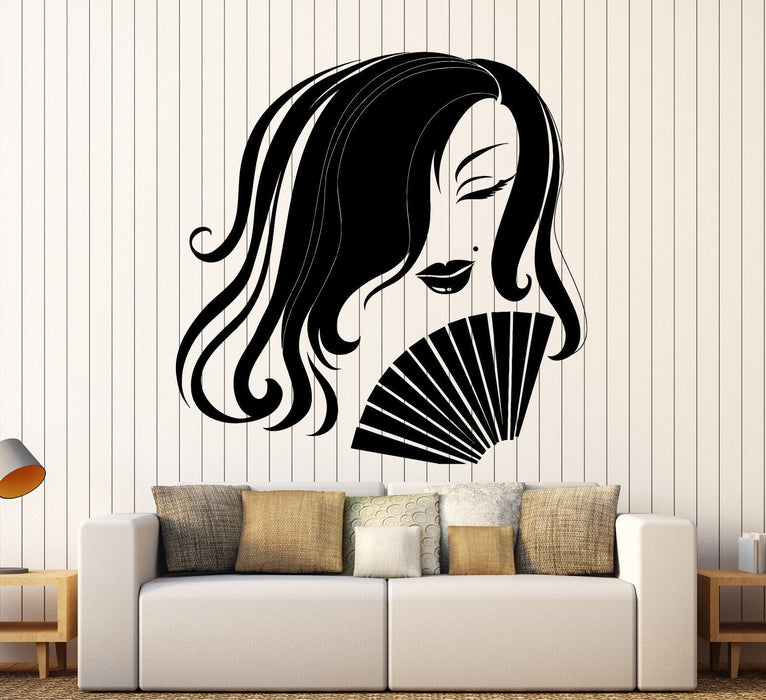 Виниловая наклейка на стену азиатская женщина гейша веер восточное искусство девушка наклейки уникальный подарок (ig3800)