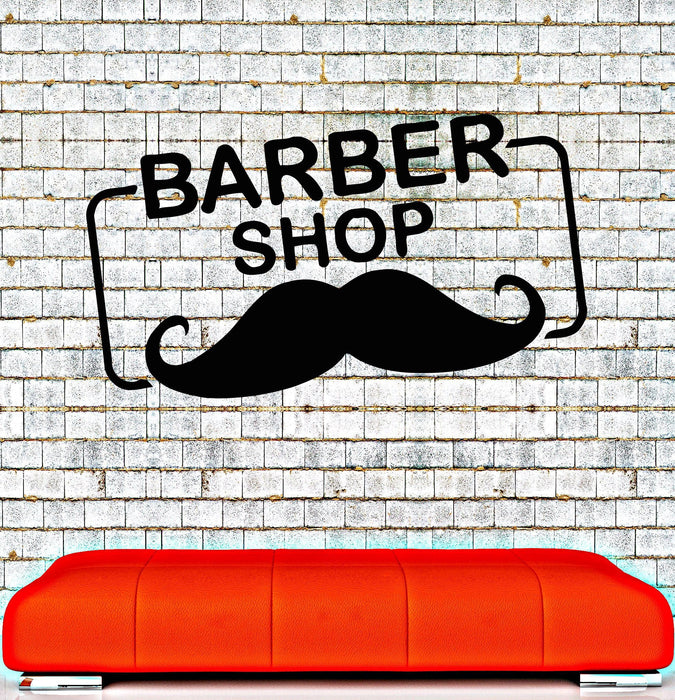 Виниловая наклейка на стену с логотипом парикмахерской, усы, наклейки для парикмахерской, уникальный подарок (ig4223)