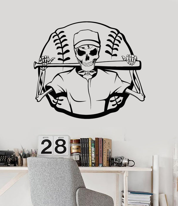 Autocollant mural en vinyle squelette baseball balle sports autocollants mural cadeau unique (ig4486)