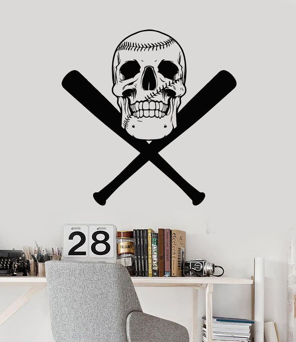 Vinyl Wall Decal Baseball Skull Bits Ball Sports Stickers Mural Unique Gift (ig4485)