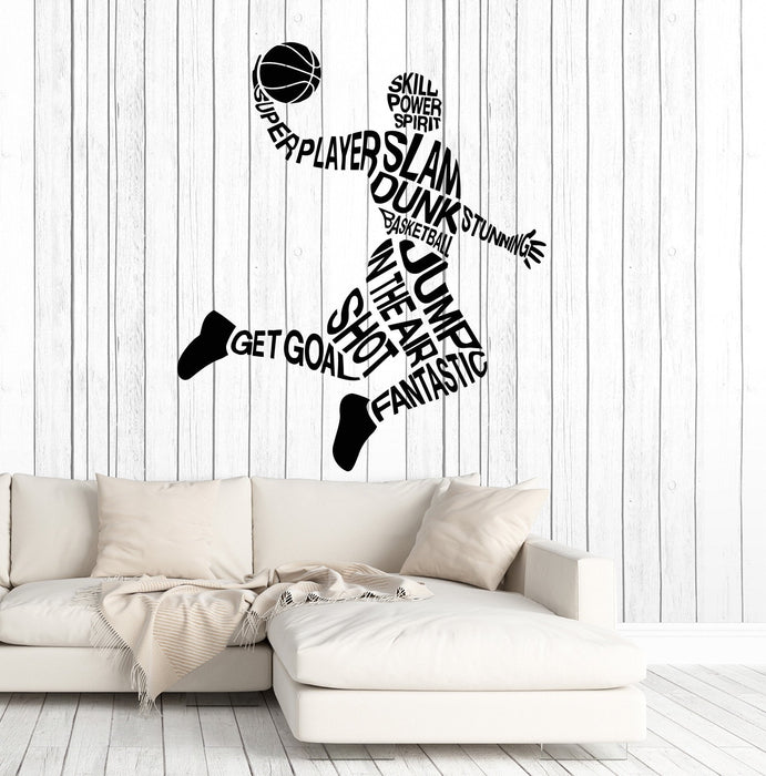 Vinyl Wall Decal Basketball Player Words Sports Art Stickers Mural Unique Gift (ig4936)