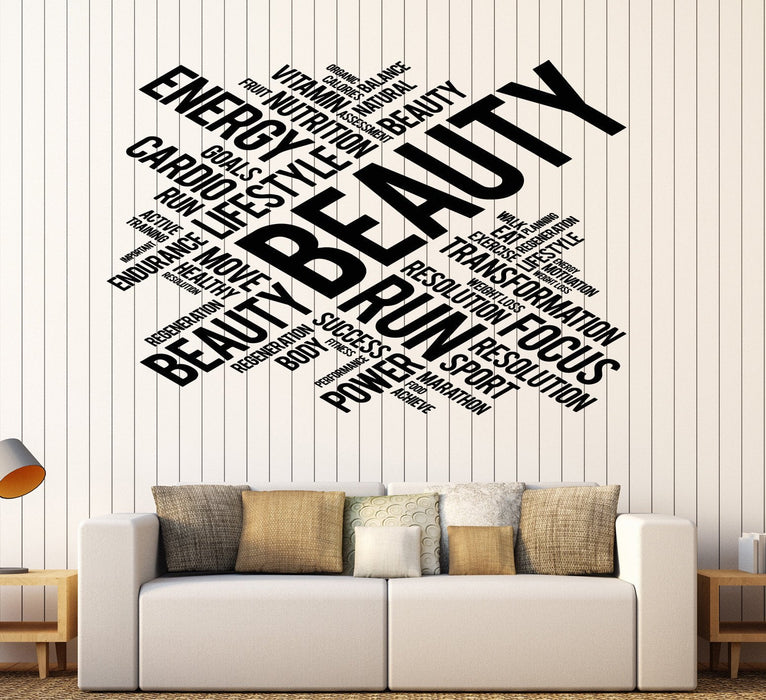 Vinyl Wall Decal Beauty Words Healthy Lifestyle Living Fitness Sports Stickers Unique Gift (ig4338)