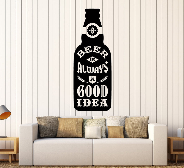 Vinyl Wall Decal Beer Bottle Quote Bar Alcohol Lounge Pub Stickers Unique Gift (ig4436)
