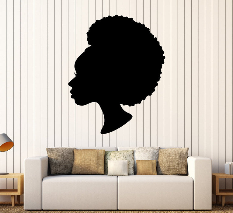 Vinyl Wall Decal Black Lady Beauty Salon Woman Hair Stylist Stickers Unique Gift (ig4437)