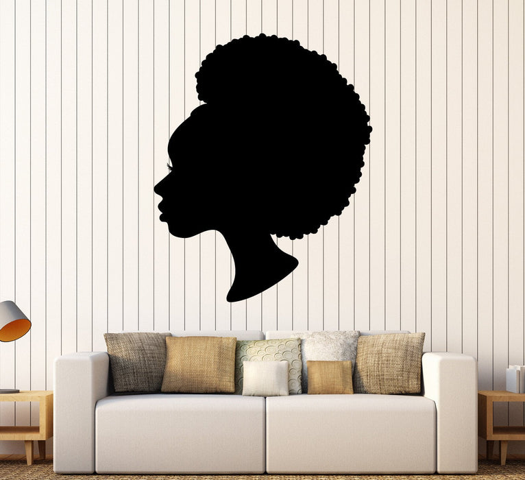 Autocollant mural en vinyle Black Lady Beauty Salon Woman Hair Stylist Stickers Cadeau unique (ig4437)