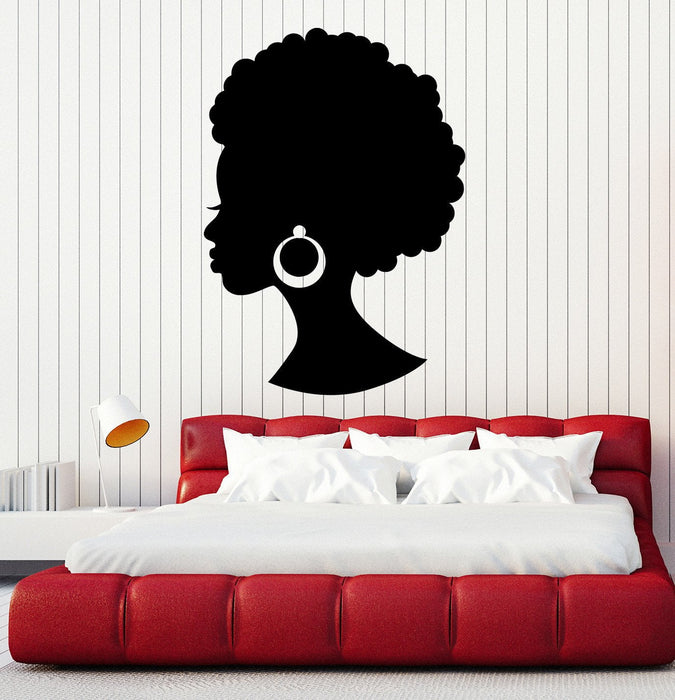 Vinyl Wall Decal Black Lady Beauty Salon African Woman Hairstyle Stickers Unique Gift (ig4884)
