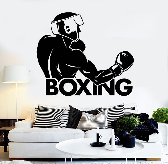 Vinyl Wall Decal Boxing Word Boxer Fight Club Sports Stickers Unique Gift (ig4563)