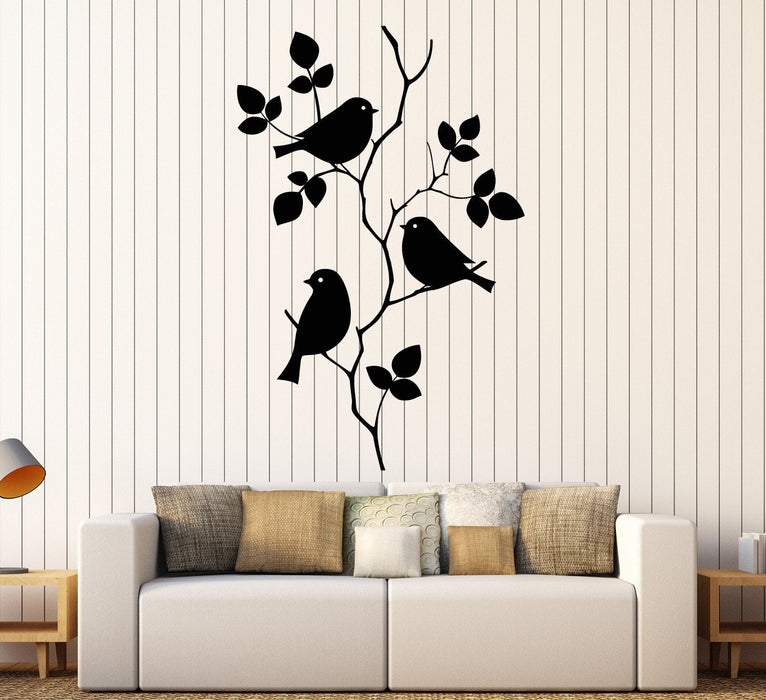 Vinyl Wall Decal Branch Birds Leaves House Interior Room Stickers Unique Gift (ig3881)
