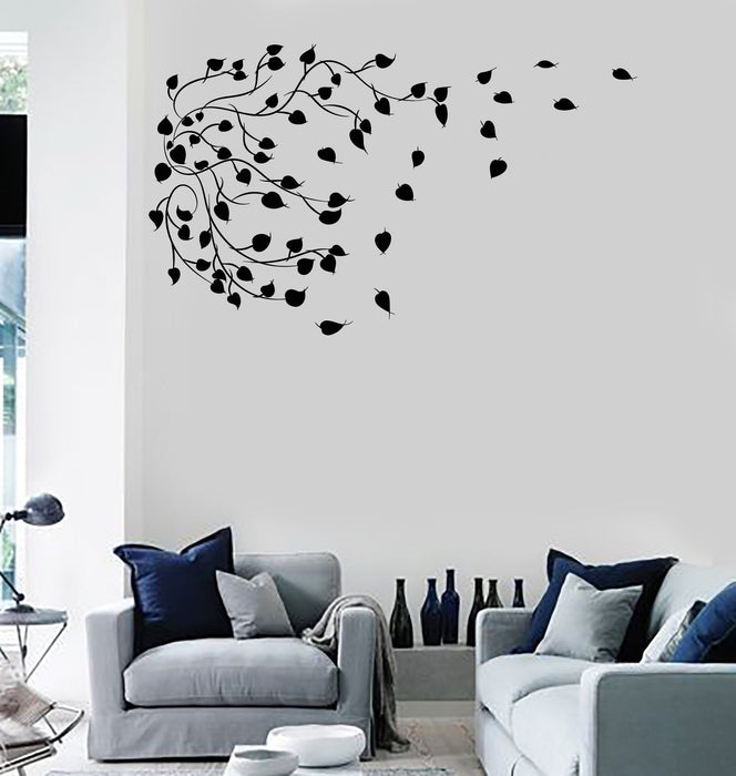 Vinyl Wall Decal Branch Leaves Tree Art House Interior Art Stickers Unique Gift (ig4552)