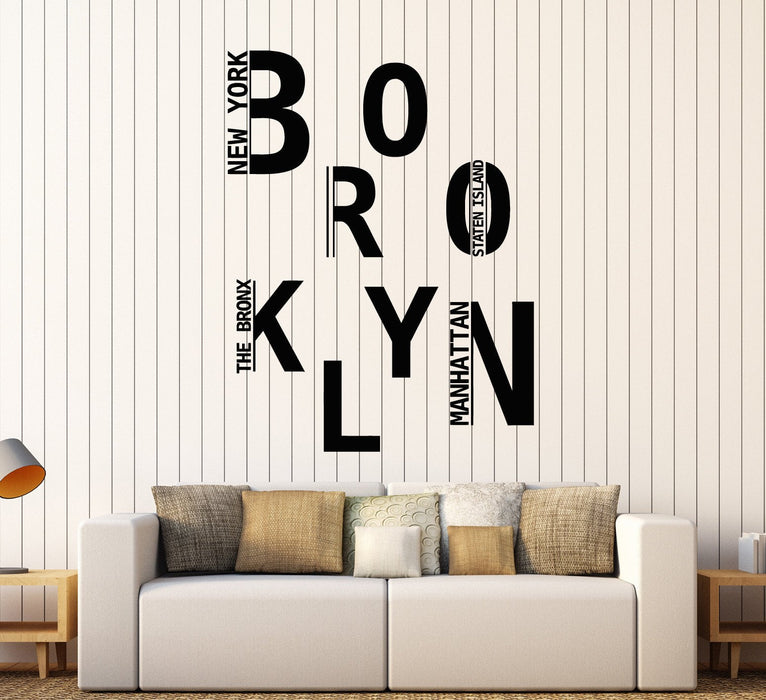 Vinyl Wall Decal Brooklyn New York USA Art Stickers Mural Unique Gift (ig4344)