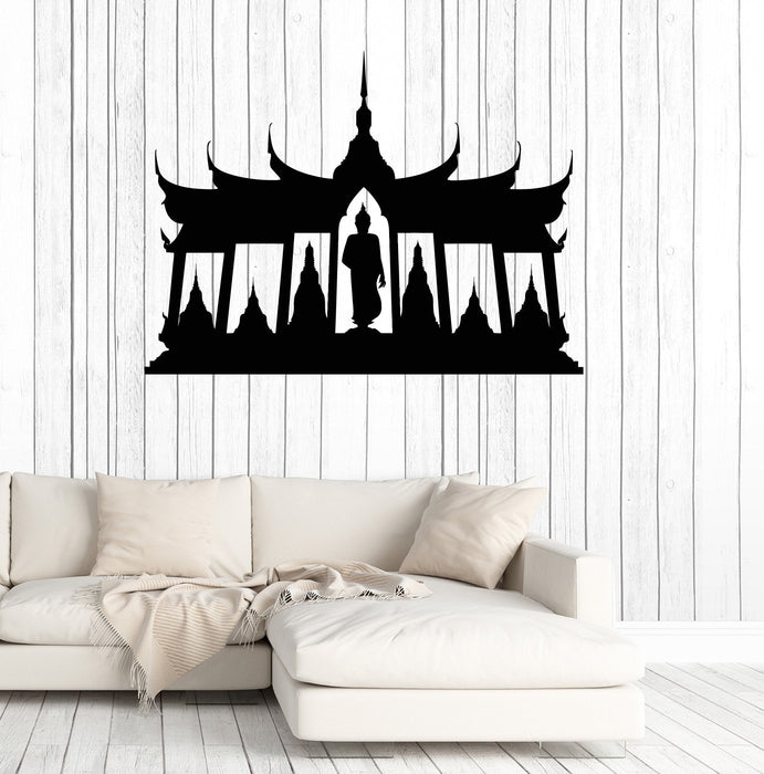 Vinyl Wall Decal Buddhist Temple Buddha Statue Buddhism Stickers Unique Gift (ig4817)